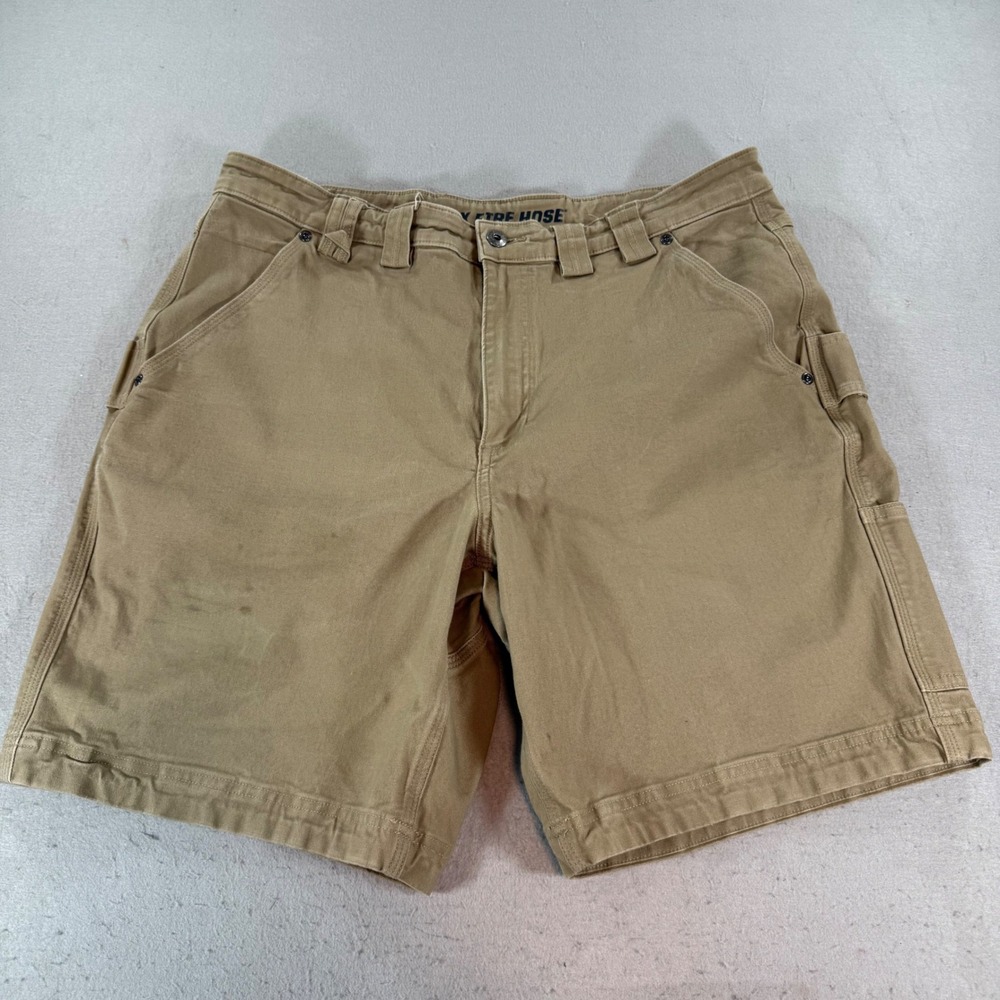 Duluth Trading Flex Fire Hose Cargo Shorts Mens 38 Khaki Workwear